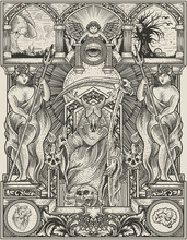 Illustration King Satan On Gothic Engraving Ornament Style