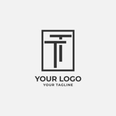 Wall Mural - tt monogram letter inside rectangle minimalist and elegant vector logo design