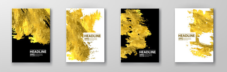 Aufkleber - Set of Black White and Gold Design Templates.
