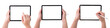 © chathuporn - hand holding tablet with blank screen isolated on white background