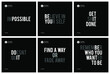 © rendsign - Six motivational quotes template set with faded teks theme and black background.