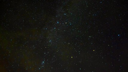 Wall Mural - shooting stars on background of starry night sky with constellations, nebulae and galaxies. Timelapse of universe and cosmos