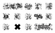 Censored pixel sign flat style design vector illustration set concept isolated on white background. Grayscale pixelated censorship square for prohibition forbidden content.