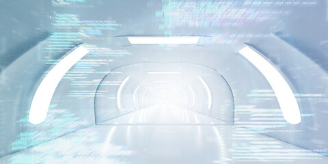 Poster - Light Corridor modern background. Futuristic Sci-Fi Tunnel. 3D Rendering