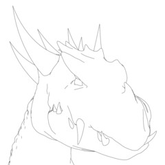 Poster - Dragon head contour from black lines isolated on white background. Vector illustration