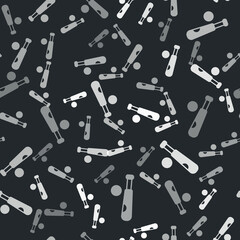 Sticker - Grey Baseball bat with ball icon isolated seamless pattern on black background. Vector