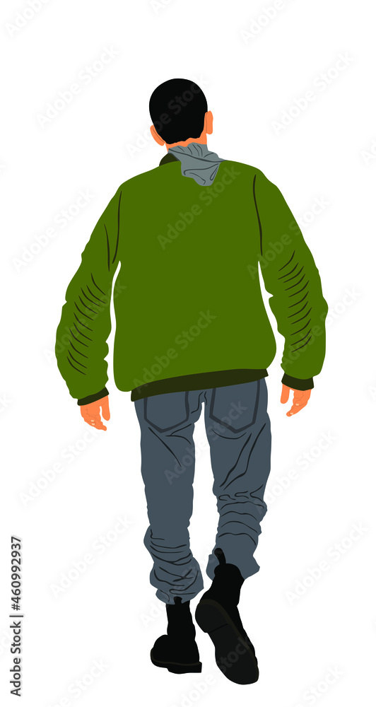 Angry hooligan walking the street vector illustration. Punk bully ...