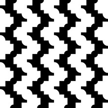Black And White Vertical Twisted Lines. Geometric Vector Repeated Seamless Shapes. Cornered And Rounded Columns Pattern.