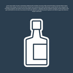 Sticker - Blue line Tequila bottle icon isolated on blue background. Mexican alcohol drink. Vector