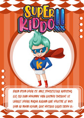 Sticker - Character game card template with word Super Kiddo