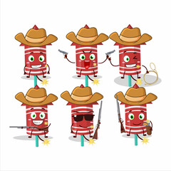 Sticker - Cool cowboy red rocket firework cartoon character with a cute hat