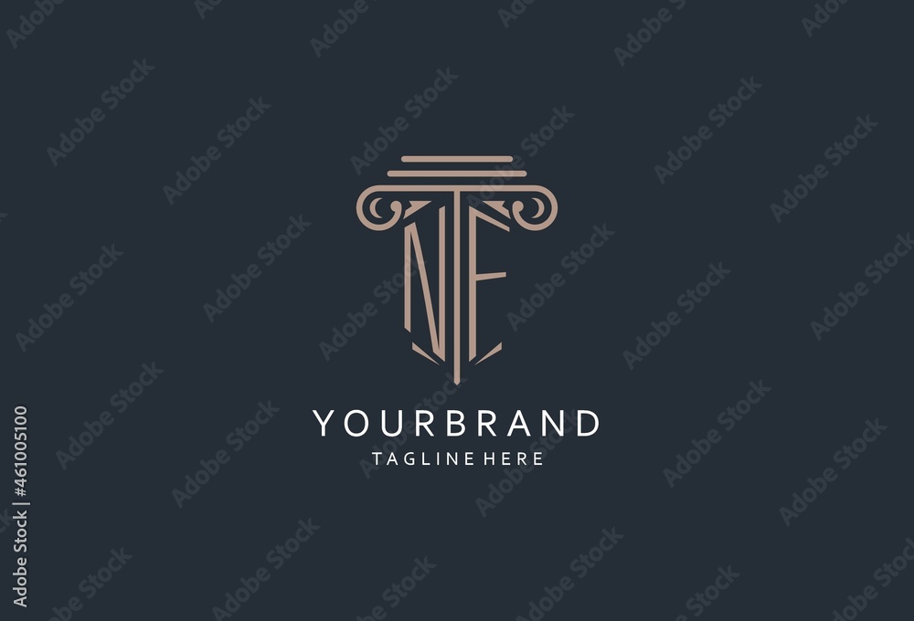 NF monogram logo with pillar shape icon, luxury and elegant design logo ...