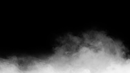 white smoke or fog isolated on black background.