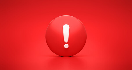 Fototapete - red urgency warning icon symbol and alert security caution message or exclamation danger safety sign