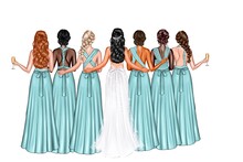 Bride And Bridesmaids In The Same Dresses
