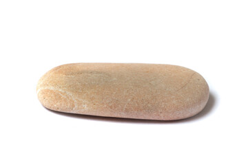 Poster - natural stone with shadow isolated on white background. sea pebbles