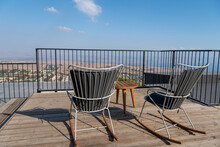 Isolated Balcony With Two Empty Chairs Overlooking The Beautiful Landscape- Northern Israel