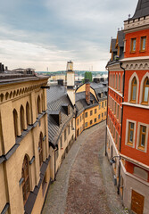 Canvas Print - Old street in Stockholm Sodermalm area.