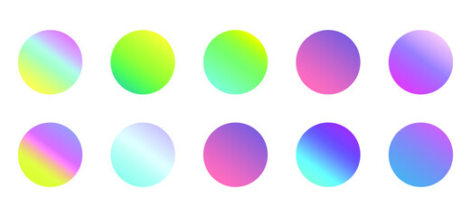 Poster - Set of round Vector Gradient. Multicolor Sphere. Modern abstract background texture. Template for design. Isolated objects
