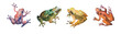 many watercolor frog on a white background work path isolate
