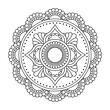 Isolated flower mandala in vector. Round line pattern. Vintage monochrome element for coloring pages and design