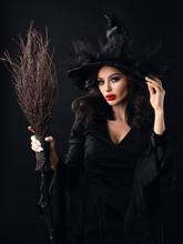 Charming Halloween Witch With Broom
