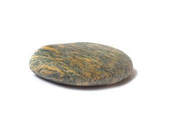 Poster - striped stone with shadow isolated on white background. sea pebbles