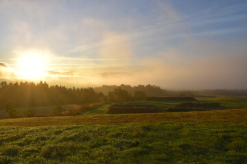 Wall Mural - A sunrise on an autumn morning, Sainte-Apolline, Québec, Canada