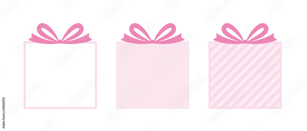 プレゼント 贈り物 ギフトボックスのフレームイラストセット ピンク色 お祝い 誕生日 Wall Mural Tuu Stock