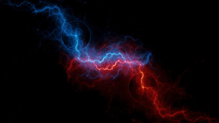 Wall Mural - Fire and ice plasma lightning, abstract energy and electricity backgroundFire and ice plasma lightning, abstract energy and electricity background