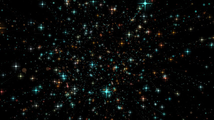 Canvas Print - abstract starfall in neon light rays. time lapse of stars and space in the night sky. beautiful desi