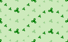 Seamless Pattern Of Large And Small Green Spinner Symbols. The Elements Are Arranged In A Wavy. Vector Illustration On Light Green Background