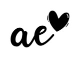 Fototapeta Młodzieżowe - ae, ea, Monogram with Heart Decor, monogram wedding logo. Love icon, couples Initials, lower case, Initials Sticker for Car Laptop Tumbler, home decor