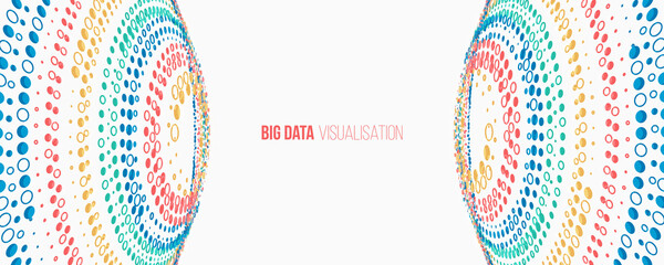 Leinwandbilder - Filtering machine algorithms. Sorting data. Vector technology background. Big data visualization. Information analytics concept. Abstract stream information with circles array and binary code.