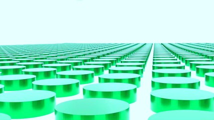 Poster - Waves on surface from falling circle. Design. Rows of disks moving in waves from falling ball. Ball falls into virtual field of disks oscillating in waves