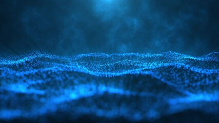 Poster - Particle digital wave, technology digital connection abstract background concept