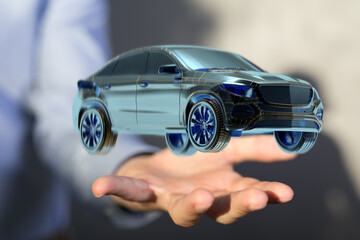 Poster - Energy car concept. Vehicle EV charge battery electric