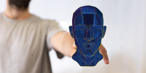 Poster - Human head and brain with Artificial intelligence concept