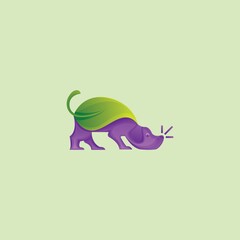 Dog Leaf Logo Vector Template