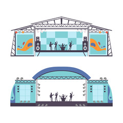 Poster - Stage for Street Performance and Open Air Concert Vector Set