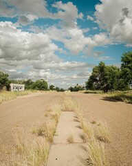 Wall Mural - Old stretch of Route 66 roadway in eastern New Mexico