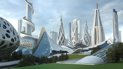 futuristic mega city architecture