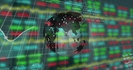 Poster - Animation of globe and financial data processing