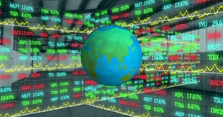 Poster - Animation of globe and financial data processing