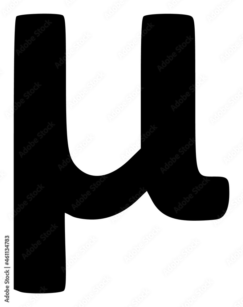 Mu Greek lowercase symbol icon with flat style. Isolated vector Mu ...