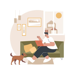 Poster - Work home office abstract concept vector illustration. Online virtual desk, quarantine distance work, office job from home, communication management tool, team digital meeting abstract metaphor.