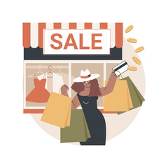 Poster - Overspending abstract concept vector illustration. Budget planning, money management, overspending cash, addiction, financial stress cause, spending beyond the income problem abstract metaphor.