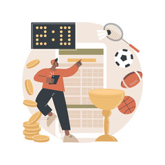 Poster - Sports betting abstract concept vector illustration. Bookmaker market, wagering website, sports betting mobile app, put bet on, online gambling, winner strategy, earn on e-sport abstract metaphor.