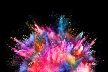 Wall Mural - abstract colored dust explosion on a black background.abstract powder splatted background,freeze mot