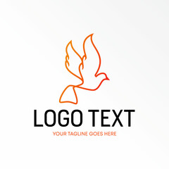 Poster - Unique line bird or pegeon dove image graphic icon logo design abstract concept vector stock. Can be used as a symbol related to animal or art